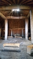 Inside the earthen home at the Archway.